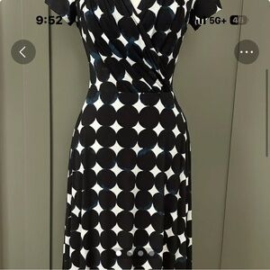 Leota Black and White Polka Dot Midi Dress